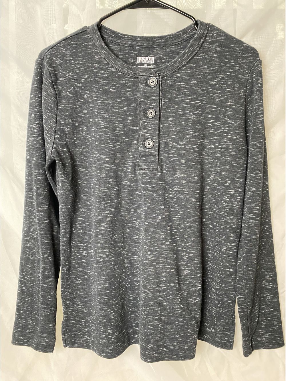 Duluth Trading gray marled long sleeve henley size M